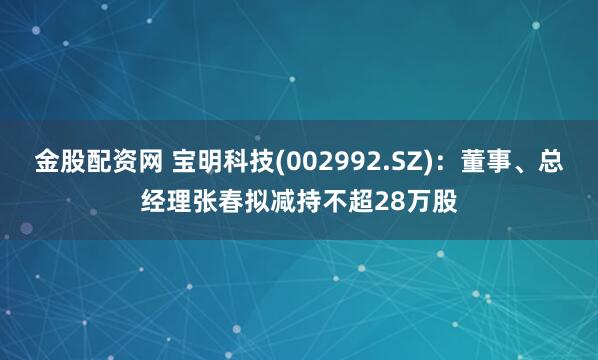 金股配资网 宝明科技(002992.SZ)：董事、总经理张春拟减持不超28万股